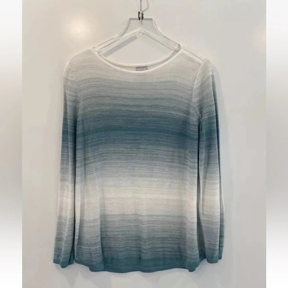 Chico's Sweaters - Chico's Jasper Ombre‎ Bateau Boatneck Pullover Sweater Womens 3 US XL (1339)